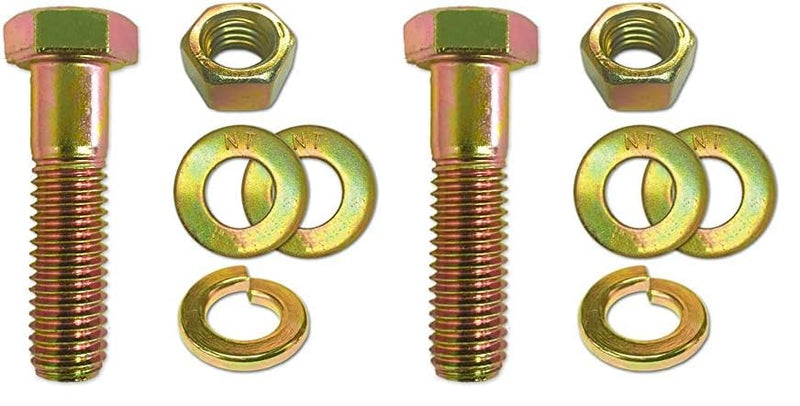 (8 Sets) 3/8-16x2 Grade 8 Hex Cap Bolts Screws, Nuts, Flat & Lock Washers Yellow (Pack of 2) 3/8-16 (Pack of 2)