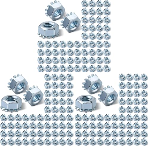 Tandefio 100 Pcs Lock Nut, 1/4"-20 Lock Nuts Zinc Plated Steel Nuts with External Tooth Washer Silver Hardware for Low Load Assemblies (Pack of 3) Small (Pack of 3)