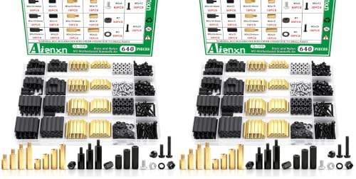 640PCS M3 Brass and Nylon Motherboard Standoffs Kit, Male Female Hex Spacer Standoff Screws Nuts Suitable for Circuit Board, PCB Board etc (Pack of 2) Yellow & Black 640PCS (Pack of 2)