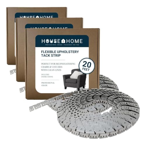 20ft Upholstery Metal Flexible Tack Strip Supplies, Curve Ease Grip for Furniture, Chairs, Sofa (Pack of 3) 20ft (Pack of 3)
