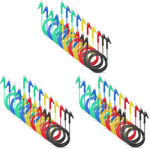 10Pcs 14 Gauge Alligator Clips with Wires for Multimeter, Heavy Duty Silicone Test Leads 15A Jumper Wires with Insulators Clips for Electrical Testing Experiment(3.3ft/1m) (Pack of 3)