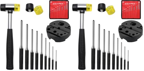 14pcs Pin Punch Set, including Universal Block, Pin Punches and Hammer (Pack of 2) Pin Punches + Block (Pack of 2)