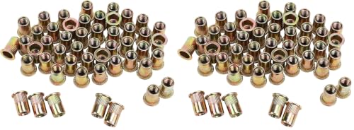 100pcs Carbon Steel 5/16'' Rivet Nut, 5/16''-18UNC Flat Head Rivnut Threaded Insert Nuts Set, Rivnut Inserts for Automotive, Furniture, Decoration (Yellow Zinc Plated Finish) (Pack of 2) 5/16"-18 (Pack of 2)