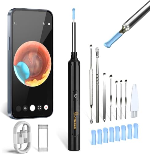Ear Wax Remover, 1296P HD Otoscope, Ear Cleaner with Camera | 3.5 mm otoscope, IP67 waterproof, earvision app, 8 silicone attachments, compatible with Android smartphones