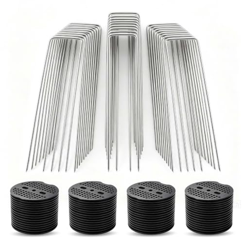 U Shaped Garden Staples Kit 3mm x 15cm Compatible with Landscape Fabric Weed Barrier Artificial Turf Fence Ground Cover 200 Pack