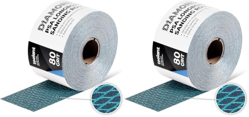 toolant Diamond Shape 80 Grit Sandpaper Roll, 2-3/4" Wide 10 Yard Longboard Self Adhesive PSA Stickyback Sand Paper for Woodworking, Metal, Plastic, Automotive, Sanding Blocks (Pack of 2) 80 Grit (Pack of 2)