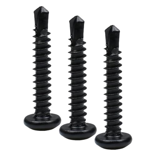 410 Stainless Steel #8 Self Drilling TEK Screw Assortment Kit, Pan Head Self Tapping Sheet Metal Screws, Length 1/2" 3/4" 1" 150 PCS - Black Oxide (Pack of 3) #8 Pan Head (Pack of 3)