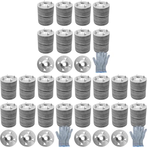 500Pcs Fasteners Washers for Foam Board Panels, 1-1/8 Inch Metal Washers for Insulation Fixing Hardware with Cut Resistant Gloves (Pack of 3) 1.125 inches (Pack of 3)