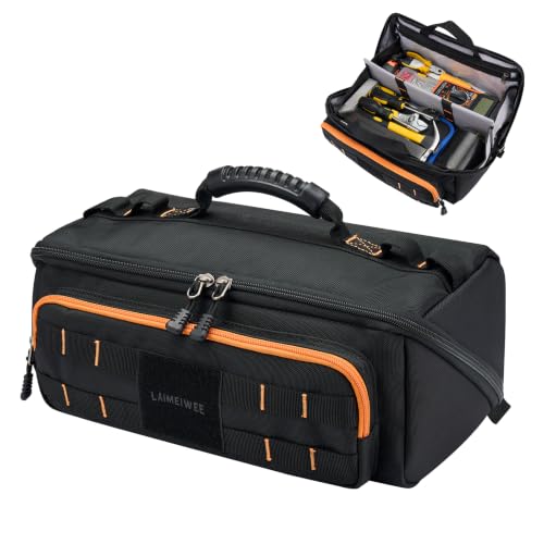 Wide Open Top 14.5" Tool Tote Bag, 4 Pocket Storage Organizer