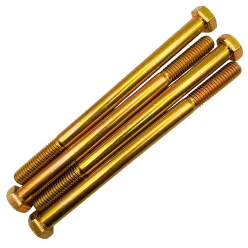 1/2"-13 x 7 Grade 8 Hex Bolts (4-Pack) SAE J429 High-Strength Coarse Thread Fasteners for OEM, MRO & Industrial Applications | 7.0" Yellow Zinc Plated Bolts Only 4
