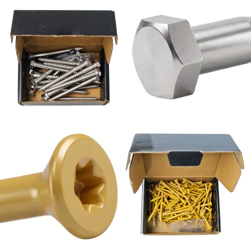 (20Sets) 1/4" x 3" Hex Head Lag Bolts & Wood Screws #10x3, 127 PCS 2lb, Deck Screws 3 Inch, Heavy Duty Lag Screws with Washers, Torx/Star Drive Head Deck Screw, T25 Star Bit Included