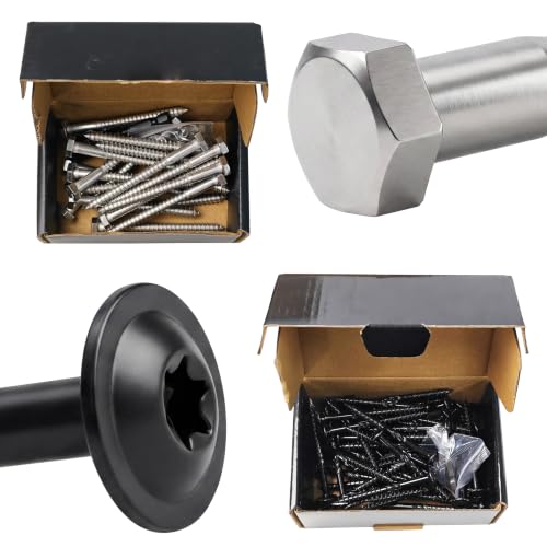 (20Sets) 1/4" x 3" Hex Head Lag Bolts & 50-Pack #14 x 3 Wood Screws, Lag Screws 3 Inch, Heavy Duty Self Drilling Structural Screw, Duty Lag Screws with Washers for Exterior Wood and Timber Fas