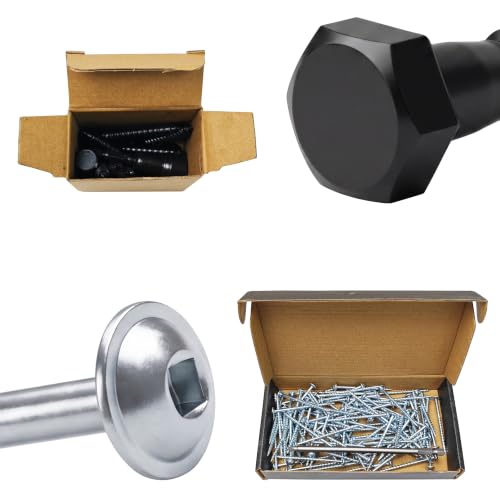 (10Sets) 3/8" x 2-1/2" Hex Head Lag Bolts & 100Pcs #8 x 2-1/2 Anti-Rust Zinc Plated Pocket Screws, #8 Pocket Hole Screws 2-1/2 Inch, Heavy Duty Lag Screws with Washers, Self-Tapping Tip Square