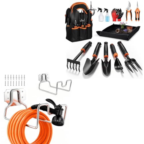 Joyfair 12PCS Gardening Tools & Garden Hose Holder for Outdoor & Indoor