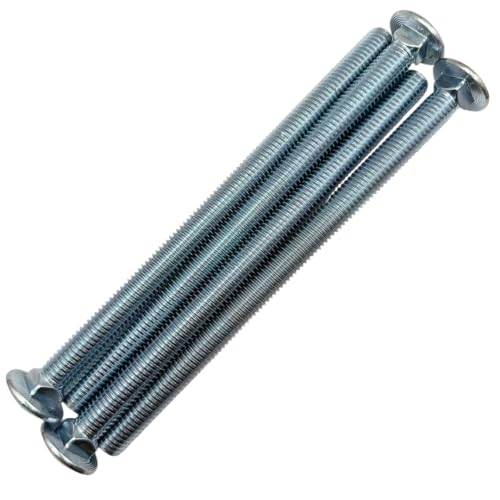 1/2"-13 x 8 Grade 5 Carriage Bolts (4-Pack) – Heavy-Duty Coarse Thread Bolts – Round Head Square Neck SAE J429 Zinc Clear Finish Bolts Only 4