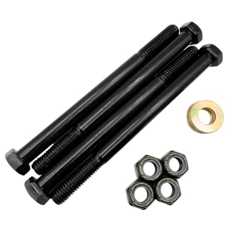 1/2"-13 x 6-1/2" Grade 8 Hex Bolts (4-Pack) with Washers and Nuts SAE J429 High-Strength Coarse Thread Fasteners for OEM, MRO & Industrial Applications | 6.5" Plain Black Finish Bolts, Washers, Nuts 4