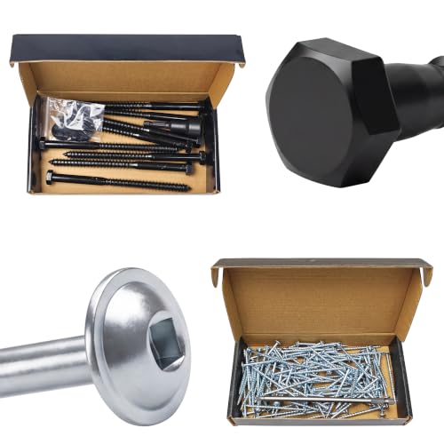 (8Sets) 3/8" x 6" Hex Head Lag Bolts & 100Pcs #8 Pocket Hole Screws 2-1/2 Inch, Heavy Duty Lag Screws with Washers, Self-Tapping Tip Square Drive Wood Screw for Furniture with 150mm Drill Bit