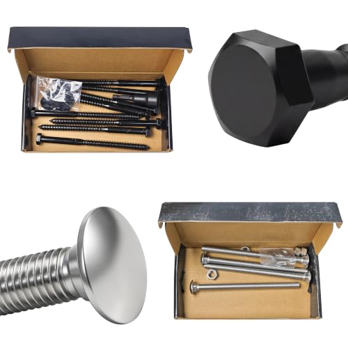 (8Sets) 3/8" x 6" Hex Head Lag Bolts & (4 Sets) 3/8-16 x 6 Carriage Bolts with Nuts and Washers, 304 Stainless Steel Round Head Square Neck 3/8 Carriage Bolts Screws, Heavy Duty Lag Screws