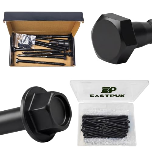 (8Sets) 3/8" x 6" Hex Head Lag Bolts & 50-Pack #14 x 6 Inch Wood Screws, Hex Head Lag Screw, Deck Screws for Timber, Log, and Landscape Wood Applications