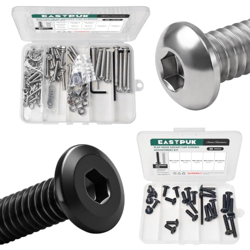 120Pcs Metric Bolt Assortment Kit M4 M5 M6 & 25Pcs M6 Bolts x 12/16/20/25/30mm Flat Head Hex Socket Cap Screws and Bolts Assortment Kit 304 Stainless Steel, Button Head Socket Cap Screws Nuts