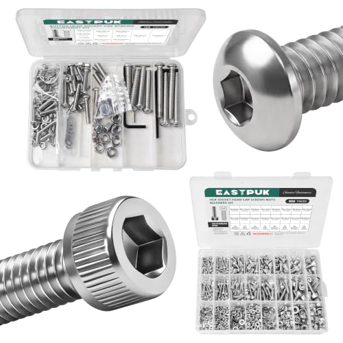 120Pcs Metric Bolt Assortment Kit M4 M5 M6 & 900-Piece Metric Screws and Bolts Assortment Kit M3 M4 M5 M6 304 Stainless Steel Hex Socket Cap Screws, Button Head Socket Cap Screws Nuts and Bolt
