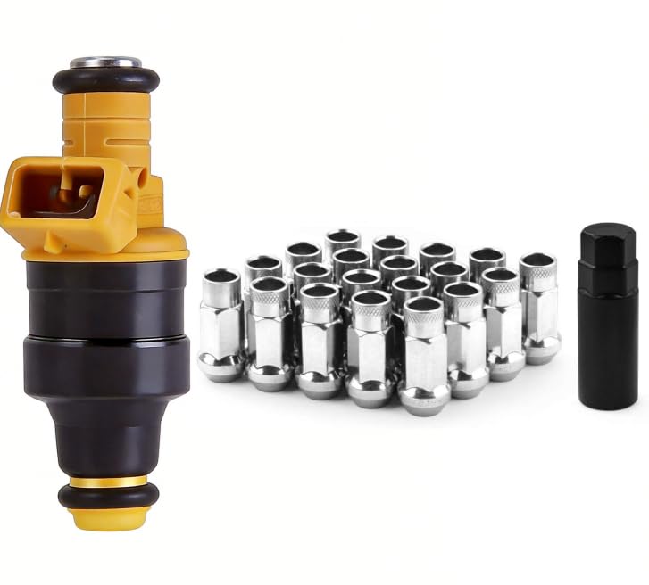Fuel Injectors Set of 8 & 20Pcs M12x1.5 Bulge Acorn Open End Wheel Nuts