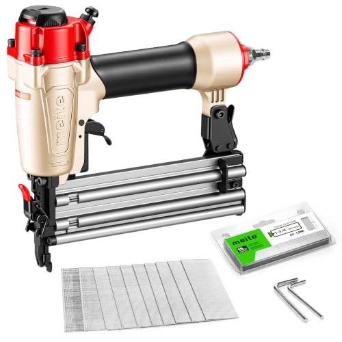 meite FK5040 Pneumatic Brad Nailer Kit Includes 1,000 Pcs 18 Gauge Brad Nails 1-3/4-Inch, Compatible with 5/8" to 2" Brad Nails, Ideal for Trim Work, Furniture Building & Finish Applications