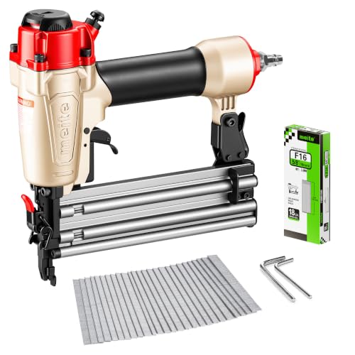 meite FK5040 Pneumatic Brad Nailer Kit Includes 5,000 Pcs 18 Gauge Brad Nails 5/8-Inch, Compatible with 5/8" to 2" Brad Nails, Ideal for Trim Work, Furniture Building & Finish Applications