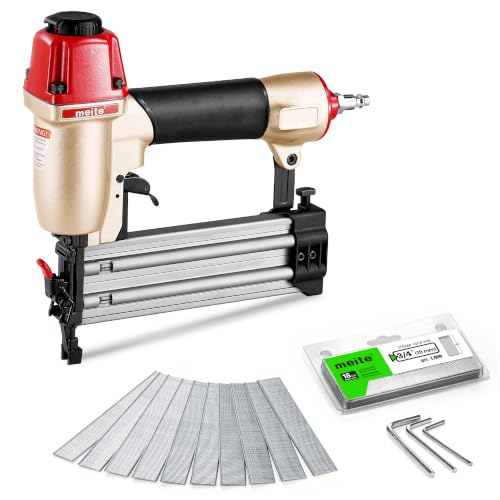 meite F50C Pneumatic Brad Nailer Kit Includes 1,000 Pcs 18 Gauge Brad Nails 3/4-Inch, Compatible with 5/8" to 2" Brad Nails, Ideal for Trim Work, Furniture Building & Finish Applications