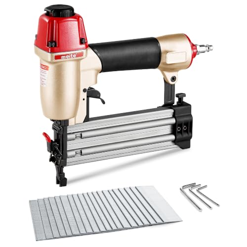 meite F50C Pneumatic Brad Nailer Kit Includes 5,000 Pcs 18 Gauge Brad Nails 1-3/4-Inch, Compatible with 5/8" to 2" Brad Nails, Ideal for Trim Work, Furniture Building & Finish Applications