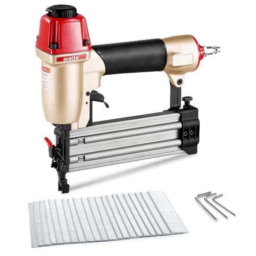 meite F50C Pneumatic Brad Nailer Kit Includes 5,000 Pcs 18 Gauge Brad Nails 3/4-Inch, Compatible with 5/8" to 2" Brad Nails, Ideal for Trim Work, Furniture Building & Finish Applications