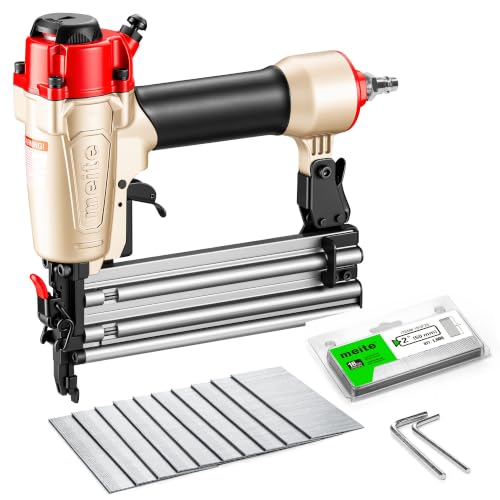 meite FK5040 Pneumatic Brad Nailer Kit Includes 1,000 Pcs 18 Gauge Brad Nails 2-Inch, Compatible with 5/8" to 2" Brad Nails, Ideal for Trim Work, Furniture Building & Finish Applications
