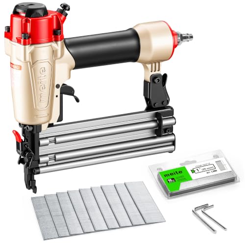 meite FK5040 Pneumatic Brad Nailer Kit Includes 1,000 Pcs 18 Gauge Brad Nails 1-Inch, Compatible with 5/8" to 2" Brad Nails, Ideal for Trim Work, Furniture Building & Finish Applications
