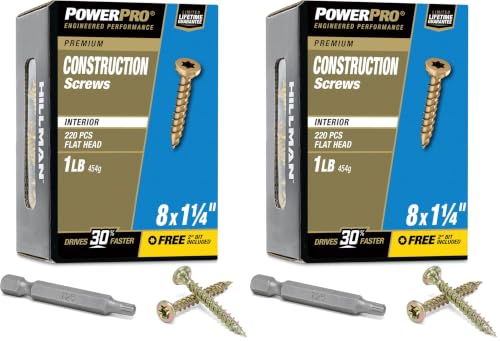 Power Pro Wood Screws, #8 x 1-1/4in, 440 Pack, Gold Zinc #8 x 1-1/4" (Pack of 2)