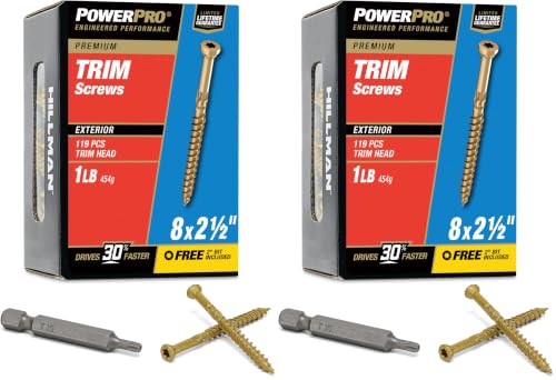 Power Pro Trim Screws, #8 x 2-1/2in, 131 Pieces, Bronze (Pack of 2) #8 x 2-1/2" #8 x 2-1/2" (Pack of 2)
