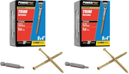 Power Pro All-Purpose Wood Trim Screws, #9 x 4in, 128 Pack, Bronze #9 x 4" (Pack of 2)