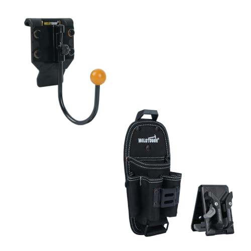 MELOTOUGH Tool Belt Hook,Tool Holster,Drill Belt Holder,Cordless Drill Holster Single,MELOTOUGH 7-Pocket Small Tool Pouch with Quick-Release Belt Clip (Black)