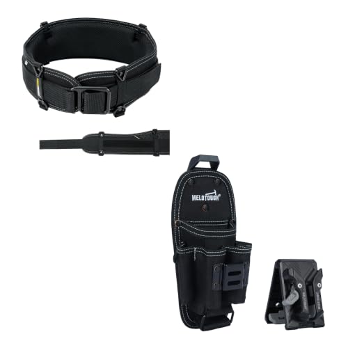MELOTOUGH Padded Tool Belt,Electrician Tool Belt,Work Belt,7-Pocket Small Tool Pouch with Quick-Release Belt Clip (Black)