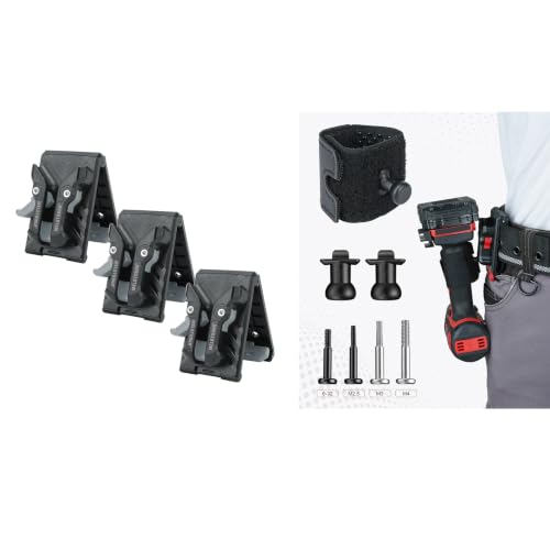 MELOTOGH 3 Pack Quick Release Belt Clip for Pouch,Drill Holster,MELOTOUGH Universal Drill Holster for Tool Belt, Heavy Duty Tool Holster with Quick Release Belt Clip, Grip Strap & Multi-Size Adapter