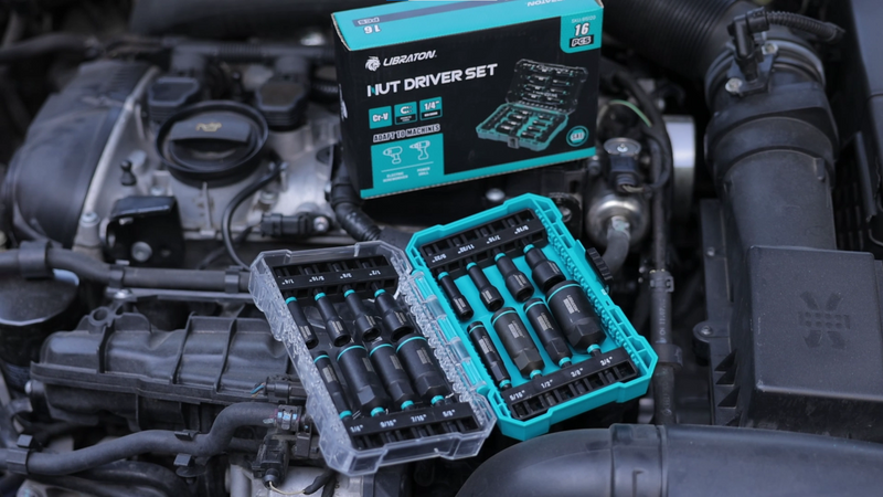LIBRATON Magnetic Nut Driver Set, 16PCs Impact Driver Bit Set, SAE
