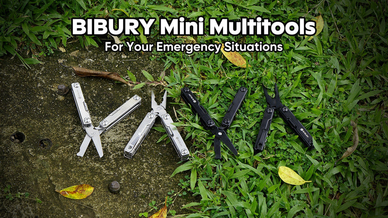 BIBURY Mini Multitool BI2052A, 8 in 1 Keychain EDC Scissors w/Window Breaker, Seat Belt Cutter, Bottle Opener for Outdoor Survival, Multi Tool Cool Gadget TSA Approved, Gift for Men Women Silver