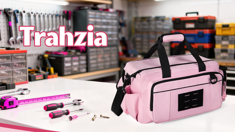 Pink Tool Bag for Women, 16 Inches Tool Storage Organizer Box