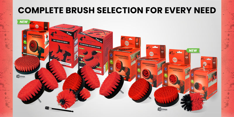 Premium Drill Brush, Stiff 2in1 15cm, Red, Outdoor and Garden