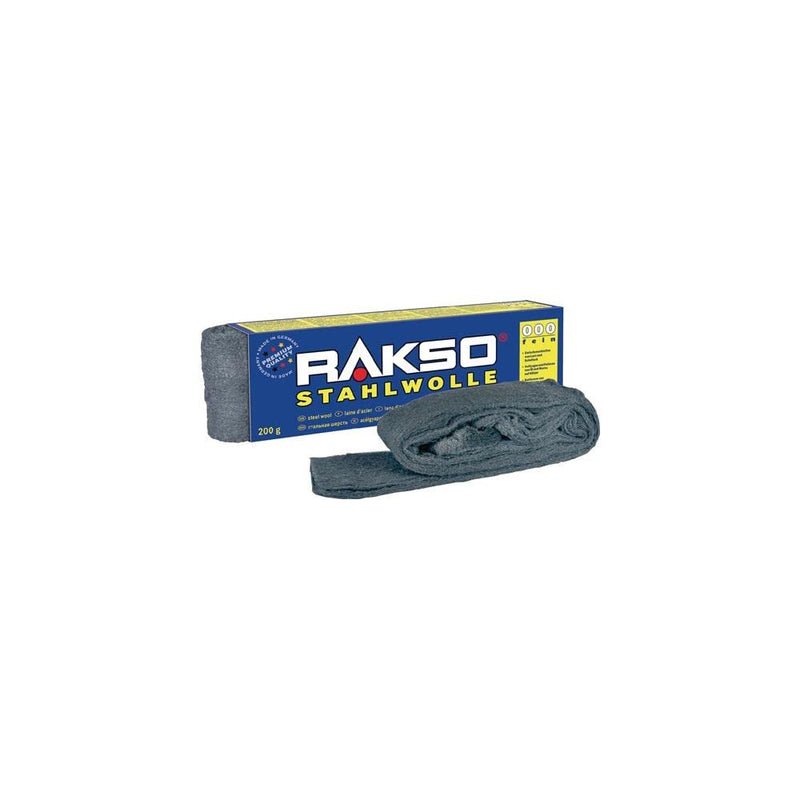 RAKSO steel wool fine 00 | 200g, 1 band, smoothes wood, cleaning plastic blinds, garden furniture, polishing aluminum
