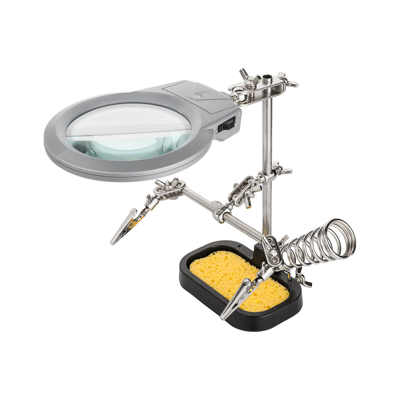 goobay 51226 Löthlife third hand with magnifying glass and soldering iron holder, the ideal aid for all delicate soldering work, black