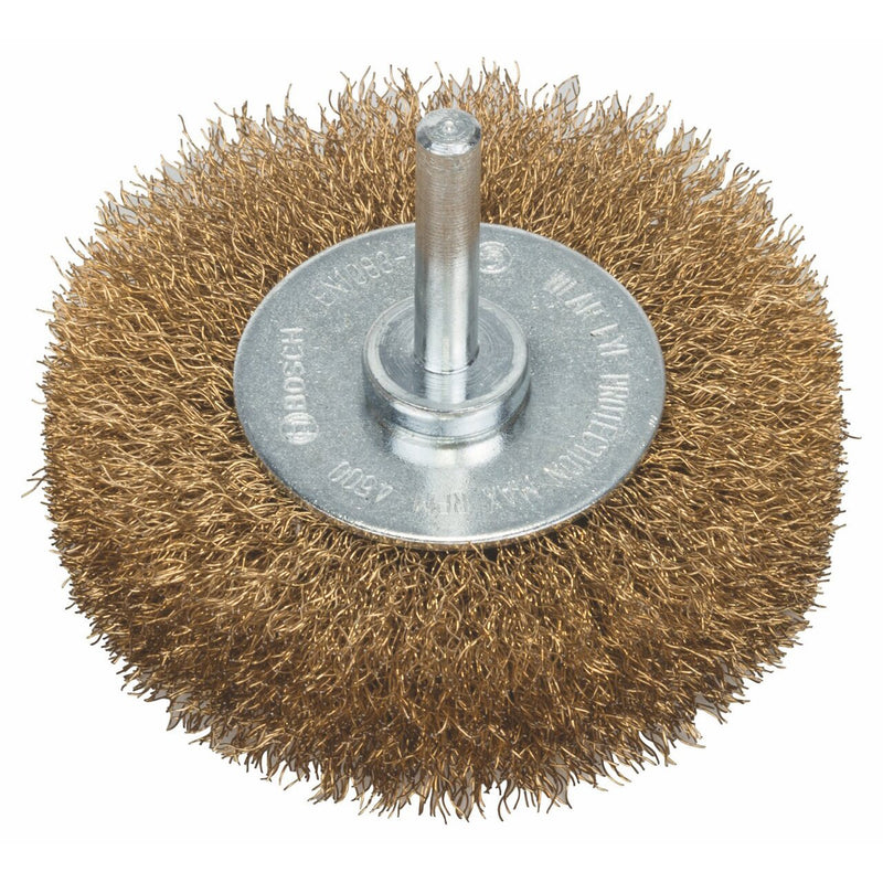 Bosch Professional 1x disc brush, corrugated wire, brass-plated (metal, steel, Ø 75 mm, shaft Ø 6 mm, 0.2 mm, drill accessories)
