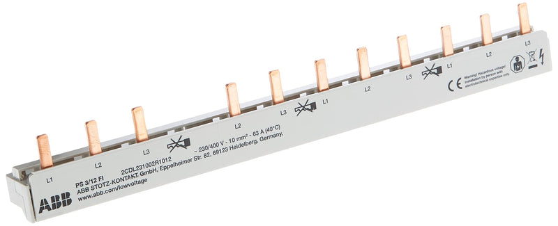 ABB 2CDL231002R1012 three-phase busbar 12 Mod, cross section 10 mm², white single pack single