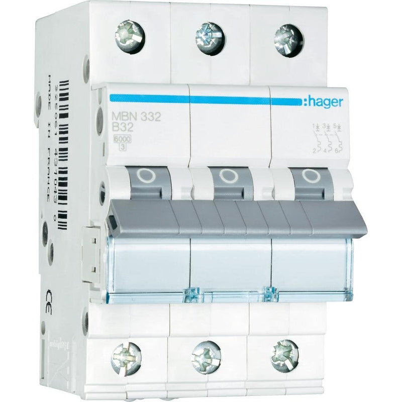 Hager MBN332 B-type 3P 3module(s) circuit breaker - circuit breakers (25-60 °C, -25-80 °C)