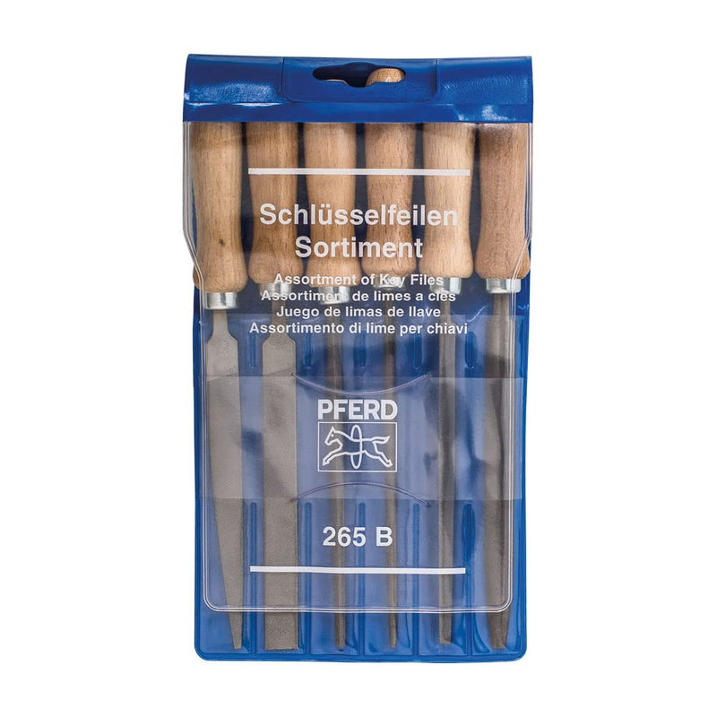 PFERD key file set 265 B in a plastic bag, 6 files, 100mm, with wooden handles, 11700265 - suitable for a wide range of delicate and light filing tasks