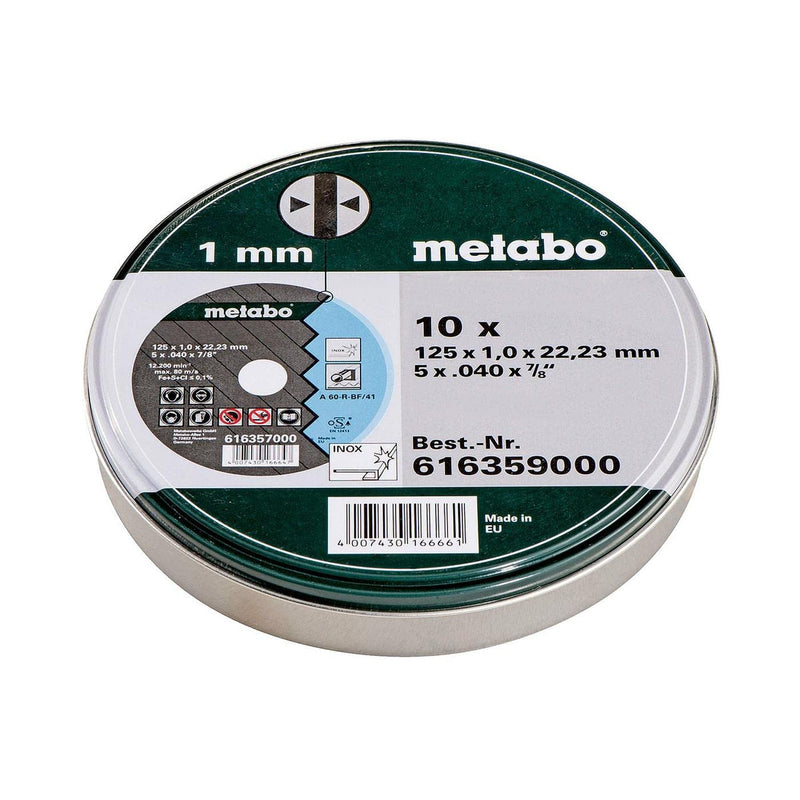 Metabo Promotion cutting discs 125x1.0x22.23 Inox, 10 pieces in a single tin can